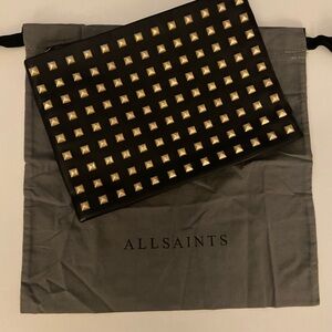 AllSaints Black Bettina Goldstud Clutch